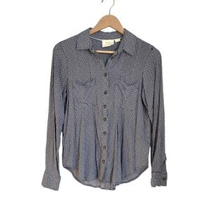 Anthropologie Polka Dot Button Up Blouse 4 Work Paris Chic Twee Preppy Retro Mod